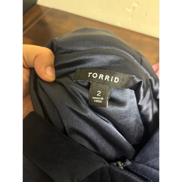 Torrid Navy Blue Velour Zip-Up Hoodie 2XL | Plus Size Cozy Soft Jacket - Picture 2 of 7